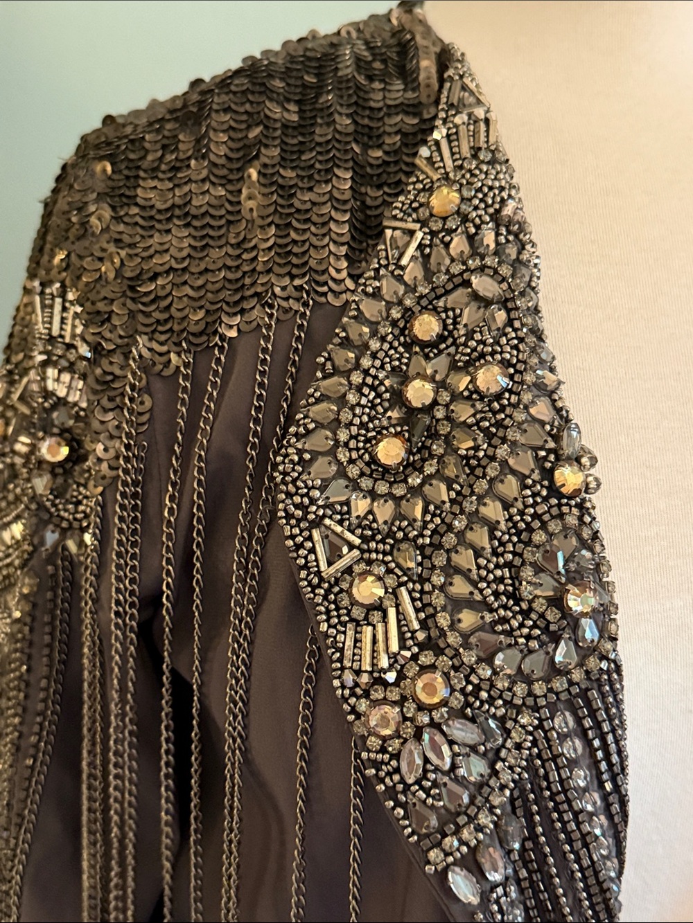 Haute Hippie Charcoal Gray Beaded Fringe Jacket - Size S - Picture 4 of 12